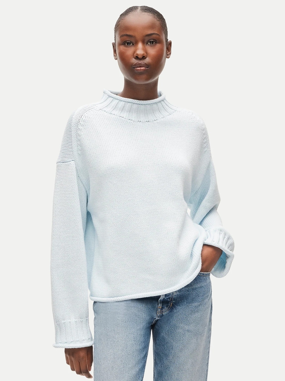 New! J. Crew 2025 Rollneck Sweater in Sheer Blue XXS